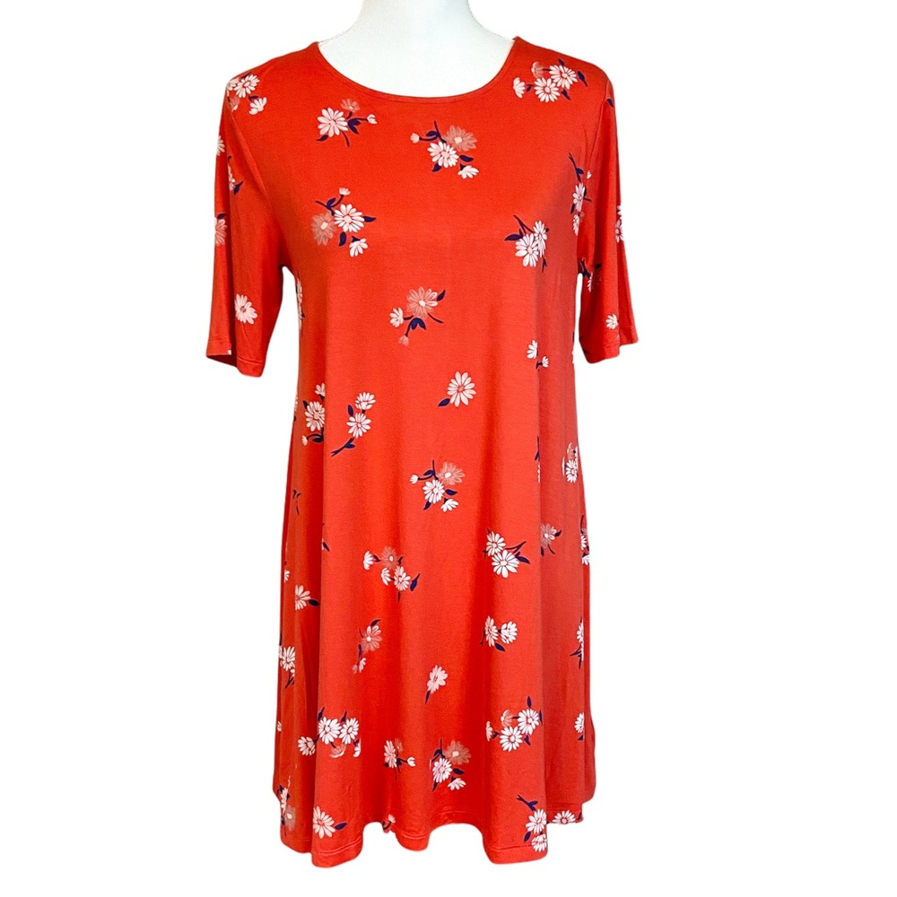 4/$25 Old Navy Red elbow length swing dress midi petite medium